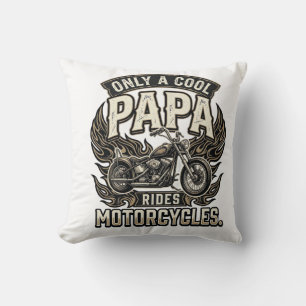 Cool Papa Motorcycle Vintage Biker Throw Pillow