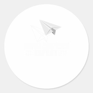 Cool Paper Airplane Expert  Funny Origami Plane Classic Round Sticker