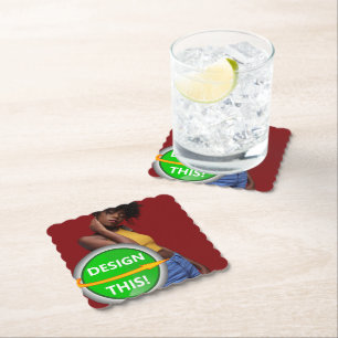 COOL! Paper Coasters - Scalloped Square - Custom