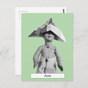 Cool Paper Hat Doll Postcard