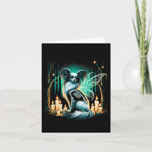 Cool Papillon Dog Skeleton Halloween Dog Mom Dad C Card