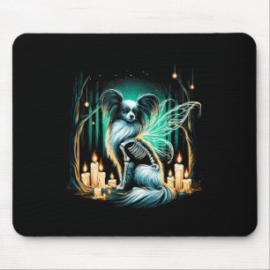 Cool Papillon Dog Skeleton Halloween Dog Mom Dad C Mouse Pad