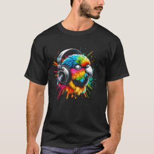 Cool Parakeet Art for Music Lovers Christmas Birth T-Shirt