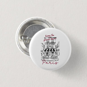 Cool Parisian Café – Iconic Paris Café Trotoir 1 Inch Round Button