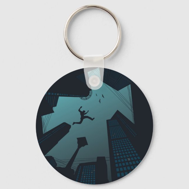 Cool PARKOUR Teen Graphics Building Roof Jumping Keychain (Front)