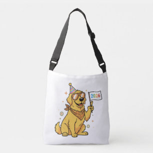 Cool Party Golden Retriever Dog   Happy New Year   Crossbody Bag