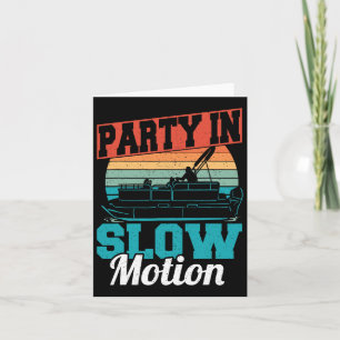 Cool Party In Slow Motion Retro Pontoon Boat Vinta Card