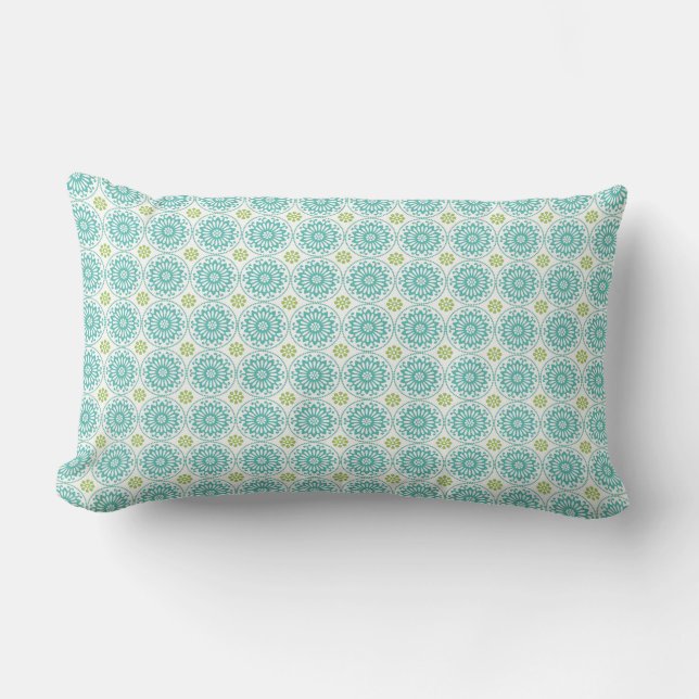 Cool Pastel Blue Retro Circle Pattern Easter Lumbar Pillow (Front)