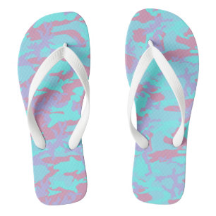 Cool Pastel Camo Pattern Flip Flops