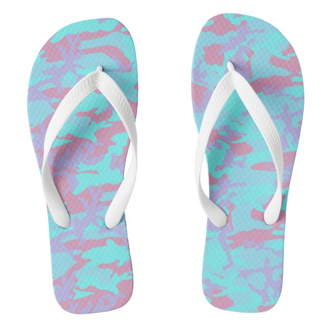 Cool Pastel Camo Pattern Flip Flops (Footbed)