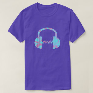 Cool Pastel Camo Pattern Headphones T-Shirt