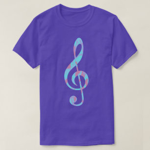 Cool Pastel Camo Pattern Treble Clef T-Shirt