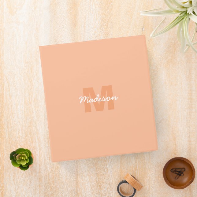 Cool pastel peach colour with Custom Monogram name Binder (In Situ)