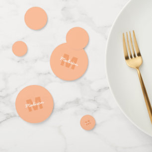 Cool pastel peach colour with Custom Monogram name Confetti