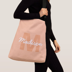 Cool pastel peach colour with Custom Monogram name Crossbody Bag