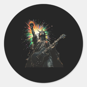 Cool Patriotic 4th Of July Statue Of Liberty Playi Classic Round Sticker