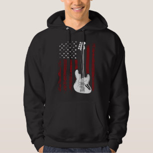 Cool Patriotic American Flag Bass Guitarist Guitar Hoodie