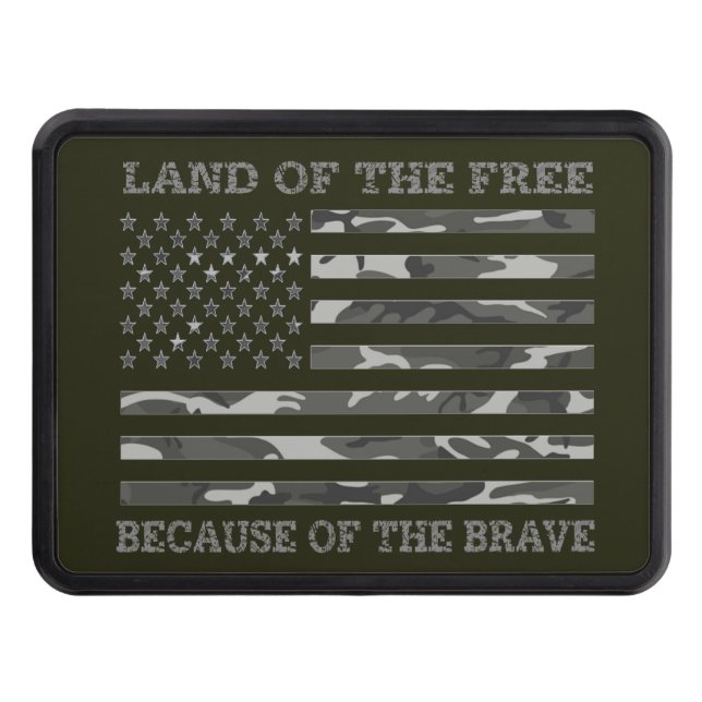Cool Patriotic American Flag Land Of The Free Trailer Hitch Cover (Front)