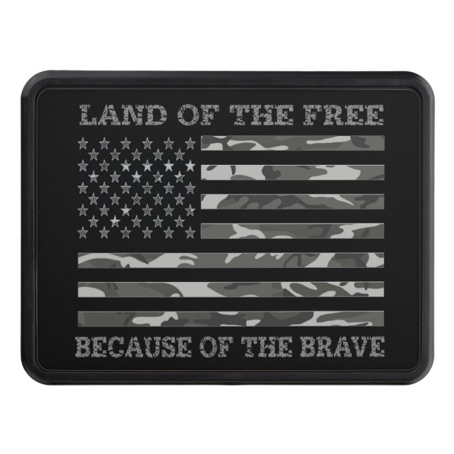 Cool Patriotic American Flag Land Of The Free Trailer Hitch Cover (Front)