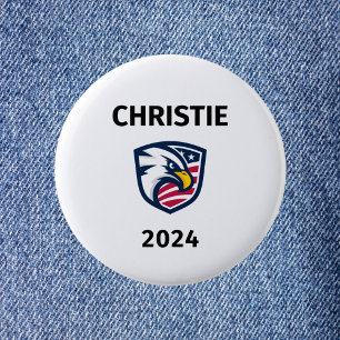 Cool Patriotic Chris Christie 2024 Election Eagle 2 Inch Round Button