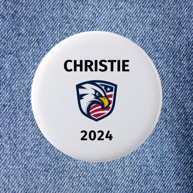 Cool Patriotic Chris Christie 2024 Election Eagle  2 Inch Round Button (Creator Uploaded)