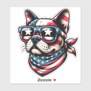 Cool Patriotic Dog with Flag Shades