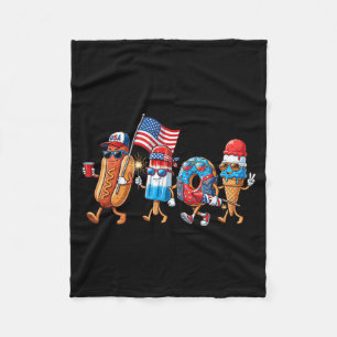 Cool Patriotic Food Characters 4th Of July Cartoon Fleece Blanket
