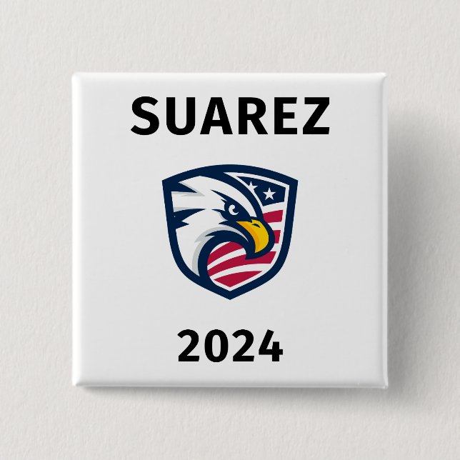 Cool Patriotic Francis Suarez 2024 Election Eagle  2 Inch Square Button (Front)