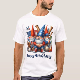 Cool Patriotic gnomes Baseball July 4th T-Shirt