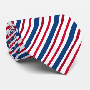 cool Patriotic red white blue stripe pattern Tie