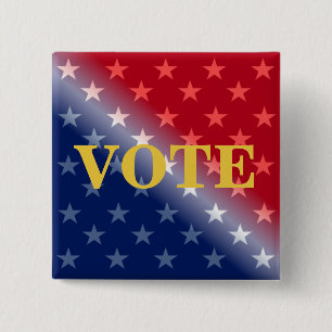 Cool Patriotic VOTE Voter Voting Custom Pinback 2 Inch Square Button