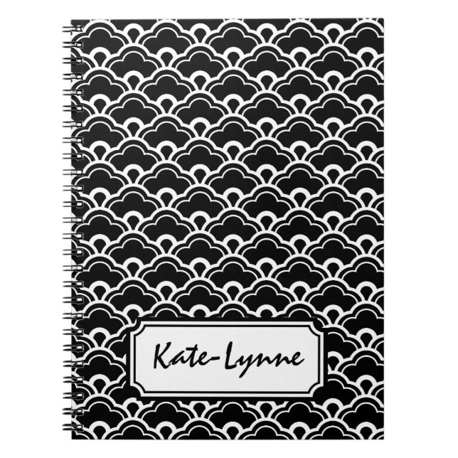 Cool Pattern Black and White Personalized Notebook (Front)
