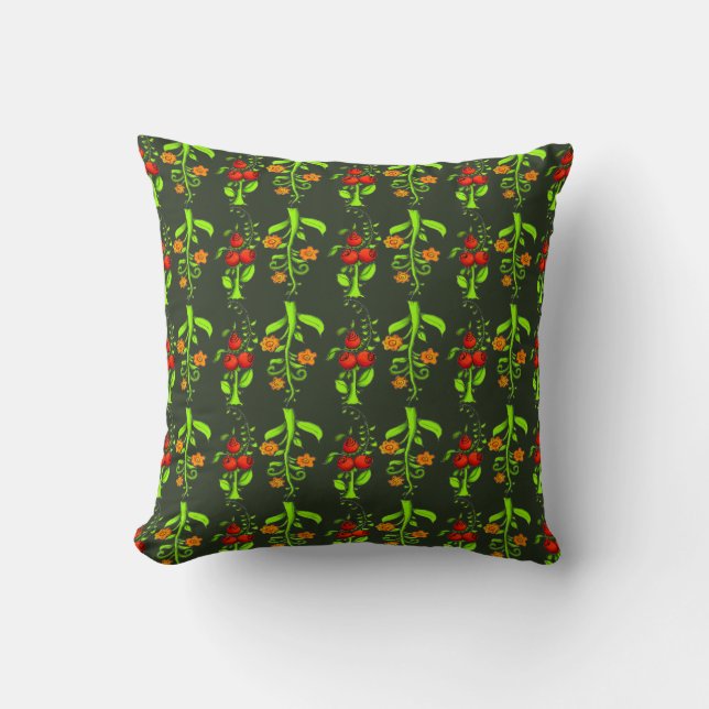 Cool Pattern Cute Colourful Green Russian Khokhlom Throw Pillow (Front)