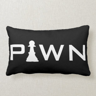 Cool Pawn Typography Chess Player Lumbar Pillow