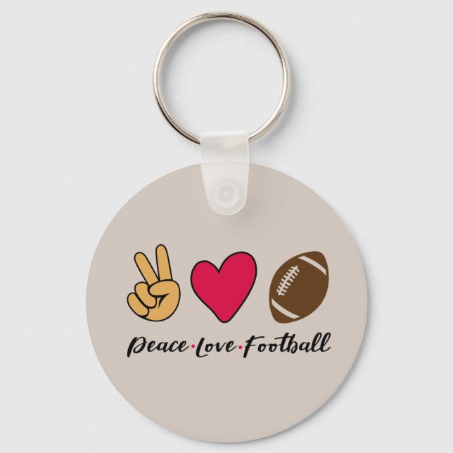 Cool peace love football sports  keychain (Front)