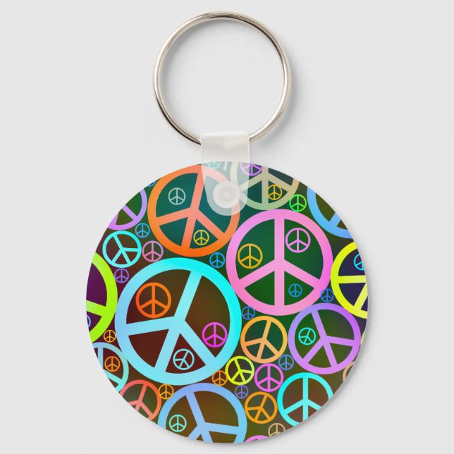 Cool Peace Love Heart Keychain (Front)