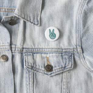 Cool Peace Sign Hand Emoji 1 Inch Round Button