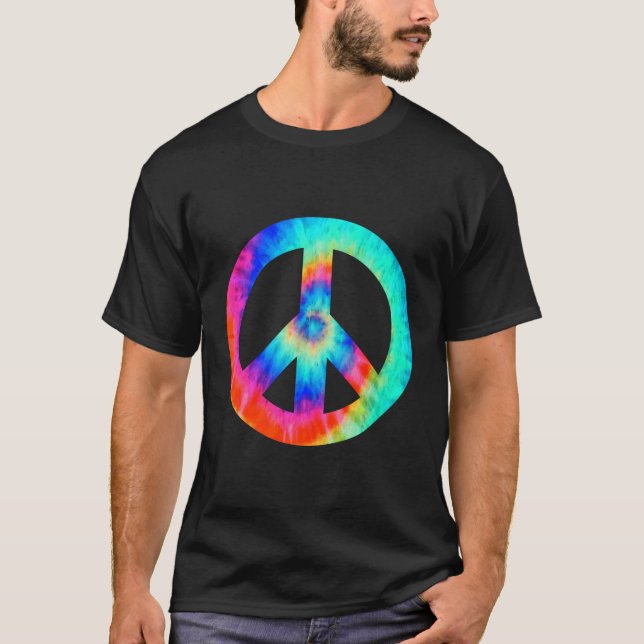 Cool Peace Sign Tie Dye For Boys And Girls T-Shirt (Front)