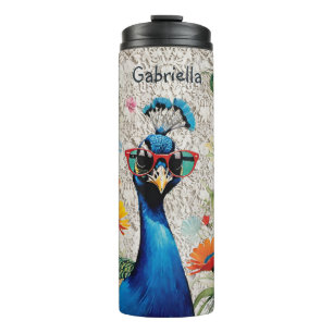 Cool Peacock in Shades Floral and Lace Thermal Tumbler