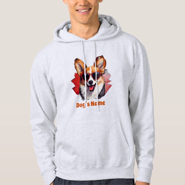 Cool Pembroke Welsh Corgi with Sunglasses Hoodie (Front)