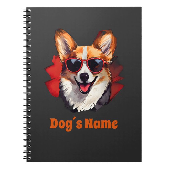 Cool Pembroke Welsh Corgi with Sunglasses Notebook (Front)