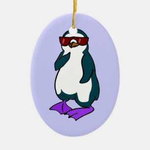 Cool Penguin Ceramic Ornament