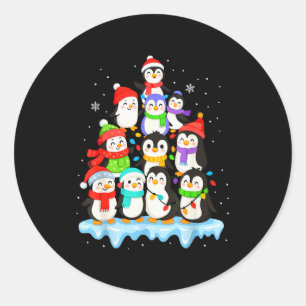 Cool Penguin Christmas Pajamas Shirt Boys, Penguin Classic Round Sticker
