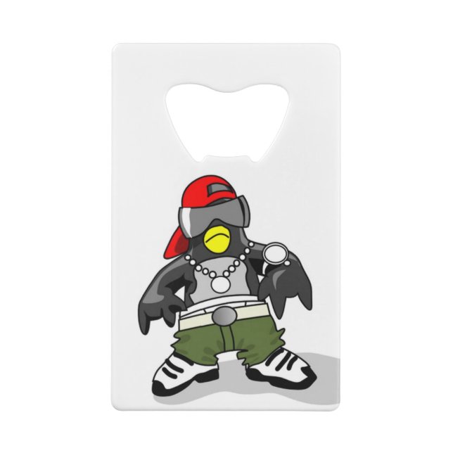 Cool Penguin Dude Wallet Bottle Opener (Back)