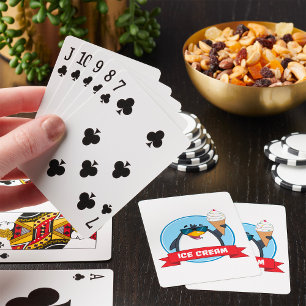 Cool Penguin Holding Ice Cream Playing Cards