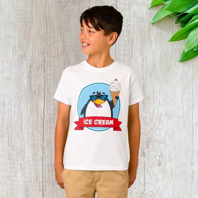 Cool Penguin Holding Ice Cream T-Shirt (Creator Uploaded)