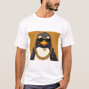 Cool Penguin, Jacket & Sunglasses With Background T-Shirt