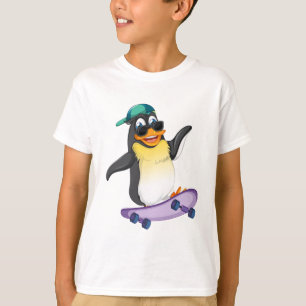 Cool Penguin Skateboard Kids T-Shirt Design - Amus