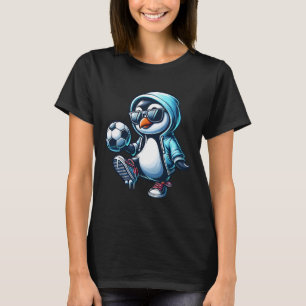 Cool Penguin Soccer Footbyll Player With Sungles  T-Shirt
