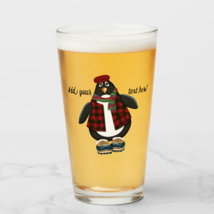 Cool Penguin You Customize Text Glass